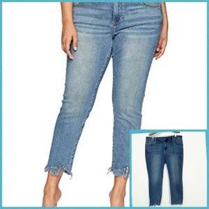 Lucky Brand Skinny Cropped Frayed Hem Jeans